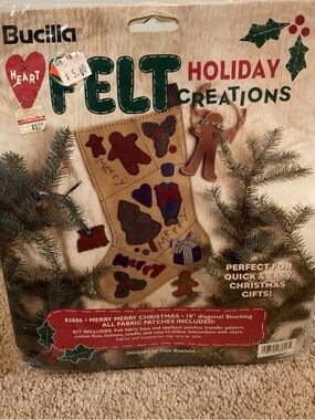 Bucilla Christmas Stocking Kit in Tan, Green, Red